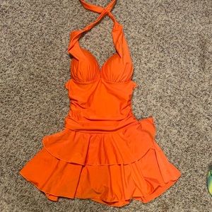 Orange one piece swimsuit new without tags sz xl